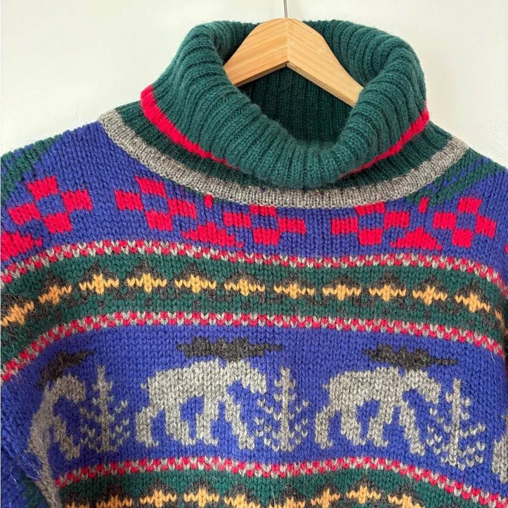 Eddie Bauer Multicolor Turtleneck Sweater 100% Wool Sweater, Gift for Him, - Picture 2 of 7